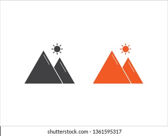 Mountain vector icon, landscape symbol isolated on white background.