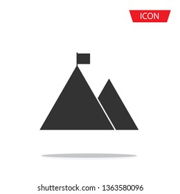 Mountain vector icon, landscape symbol isolated on white background.