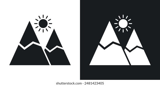 Mountain vector icon set in black color.