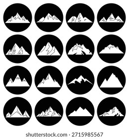 Mountain Vector Icon Set - Silhouette Peaks, Outdoor Adventure und Wanderlogo Collection
