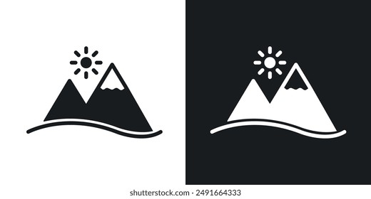 Mountain vector icon set in solid style.