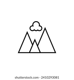 Mountain Vector Icon for Shops and Stores. Suitable for books, stores, shops. Editable stroke in minimalistic outline style. Symbol for design 