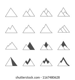 Mountain vector icons set.