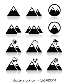 Mountain vector icons set 