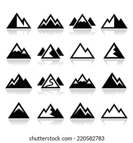 Mountain vector icons set 