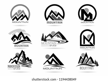 Mountain vector illustration in black and white