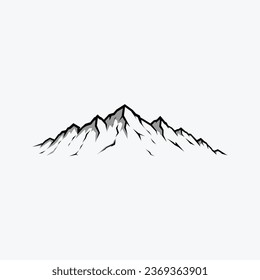 Mountain Vector Illustration Black and White Monochrome Silhouette