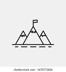 Mountain vector illustration with flag on the peak.