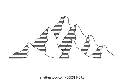 Mountain vector illustration in flat line style