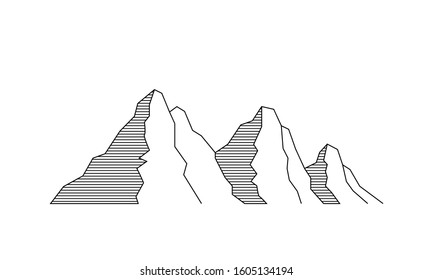 Mountain vector illustration in flat line style