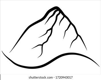 mountain vector illustration himalayas mountains logo, black and white silhouette