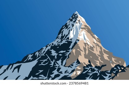 Mountain vector illustration, Himalayas mountains, beautiful peak, mount Everest 