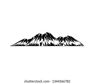 Mountain vector illustration, landscape mature silhouette element outdoor icon. volcano eruption.