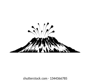 Mountain vector illustration, landscape mature silhouette element outdoor icon. volcano eruption.