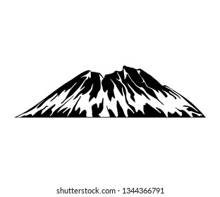 Mountain vector illustration, landscape mature silhouette element outdoor icon. volcano eruption.