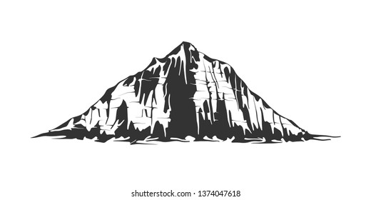 Mountain vector illustration, landscape mature silhouette element outdoor icon