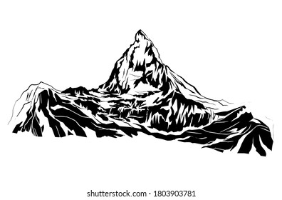 Mountain vector illustration, landscape mature silhouette . 
