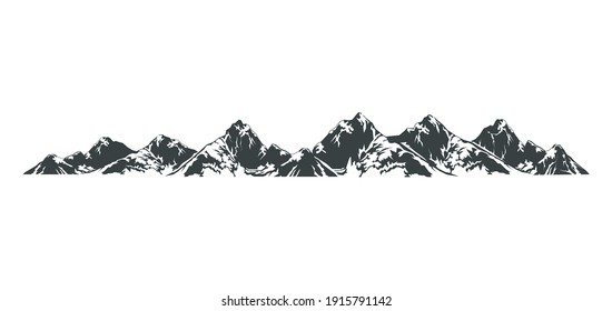Mountain vector illustration, landscape mature silhouette element outdoors.