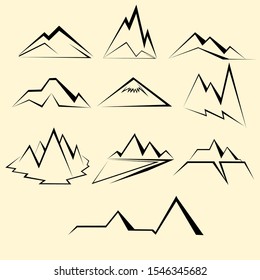 Mountain vector illustration and logo design elements, abstract