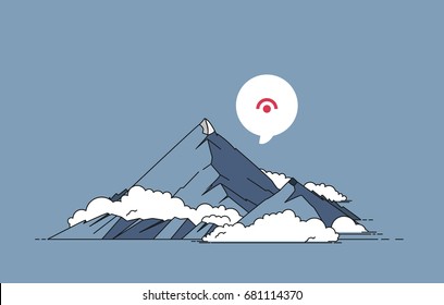 Mountain vector illustration: Low Wifi