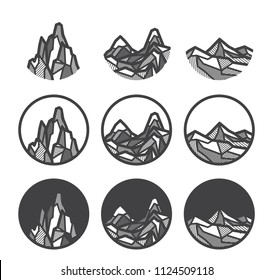 Mountain vector illustration polygon and shadow drawing with stripe line stroke and copy space for logo design template