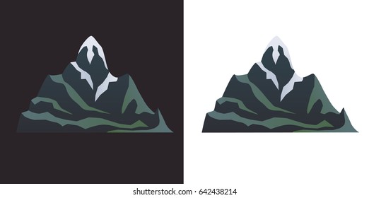 Mountain vector illustration. Symbol of a mountain sign isolated on a dark and light background.
