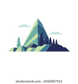 Mountain vector illustration, mountain top in flat design style, cartoon peak hill