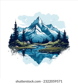 Mountain vector illustration, mountain tree vector