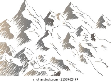 mountain vector isolated illustration contour hand drawn mountainous terrain