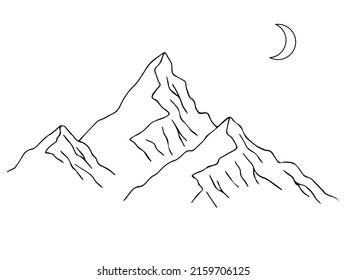 Mountain Vector Isolated Illustration Contour Hand Stock Vector ...