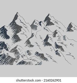 mountain vector isolated illustration contour hand drawn mountainous terrain