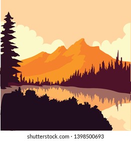 mountain vector landscapes in a flat style