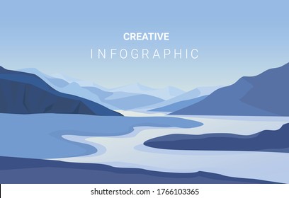 mountain vector landscapes in a flat style. Natural wallpapers are a minimalist, polygonal concept.