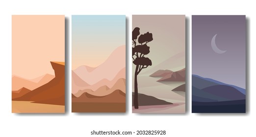 paisajes vectores de montaña en un estilo plano. Los fondos de pantalla naturales son un concepto minimalista y poligonal.