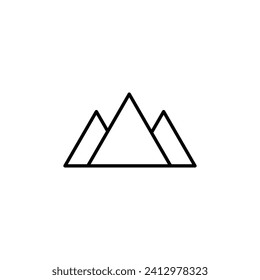 Mountain Vector Line Icon for Adverts. Suitable for books, stores, shops. Editable stroke in minimalistic outline style. Symbol for design 