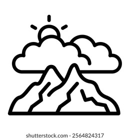 Mountain Vector Line Icon Design
