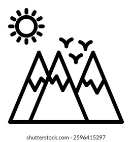 Mountain Vector Line Icon Design