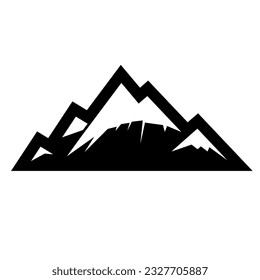 Logo del vector de montaña Esquema negro sobre fondo blanco