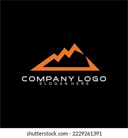 Mountain vector logo design with abstract letter M concept.