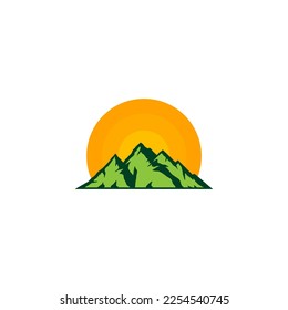 mountain vector logo design. Mountain climber.