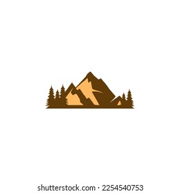 mountain vector logo design. Mountain climber.