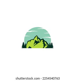 mountain vector logo design. Mountain climber.