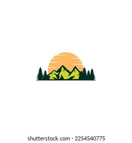 mountain vector logo design. Mountain climber.