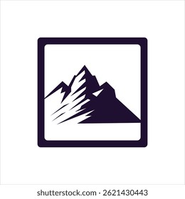 mountain vector logo icon with frame