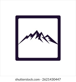 mountain vector logo icon with frame