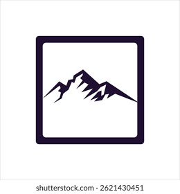 mountain vector logo icon with frame