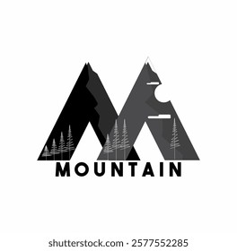 Mountain Vector Logo with Integrated Letter M