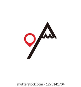 mountain vector logo. location pin on the mountain logo