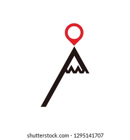 mountain vector logo. location pin on the mountain logo