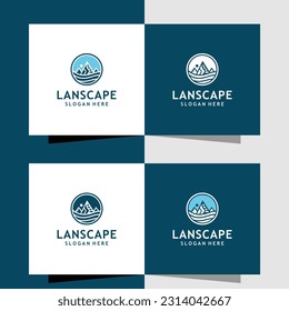 Mountain vector logo made with lines